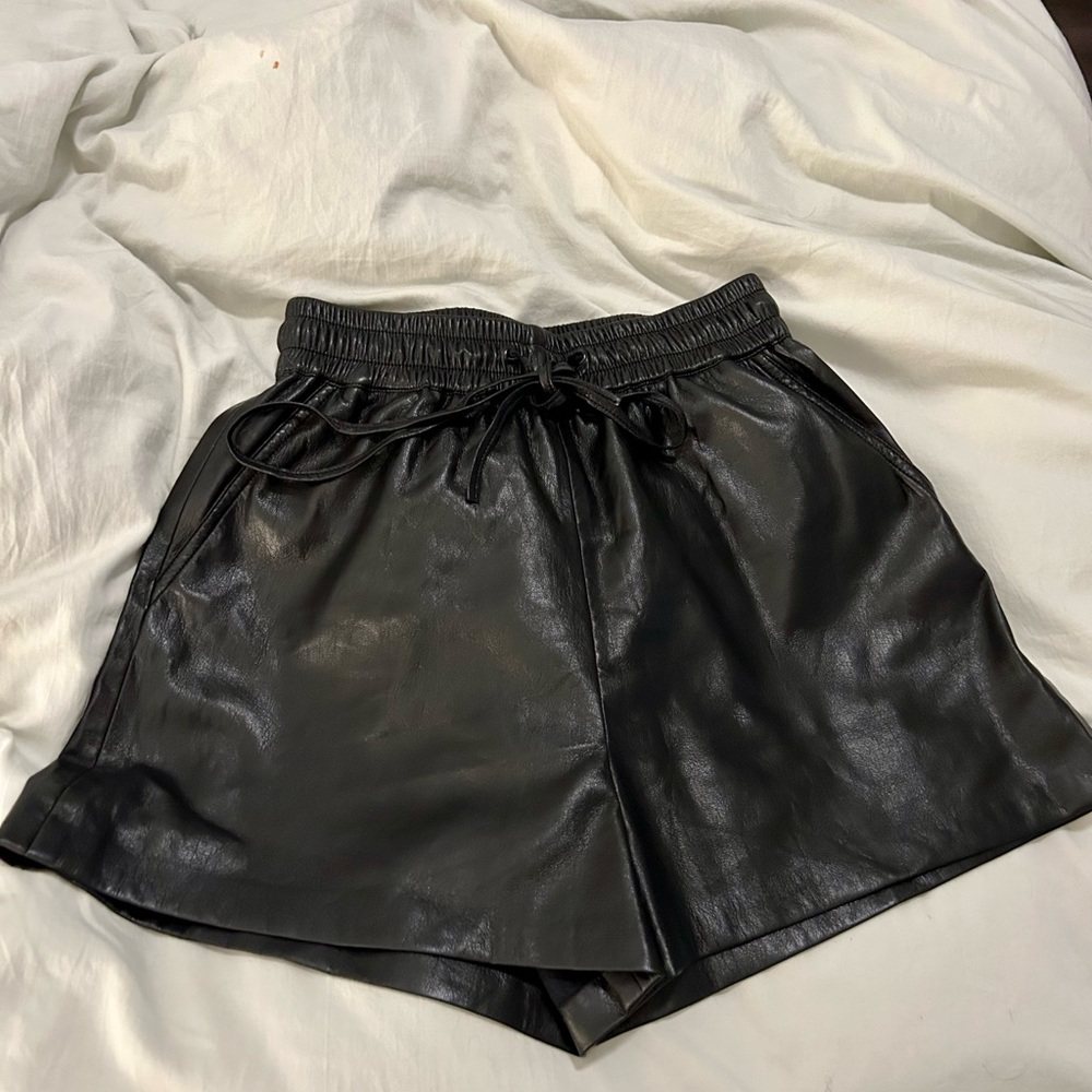 Good American Faux Leather Drawstring Shorts